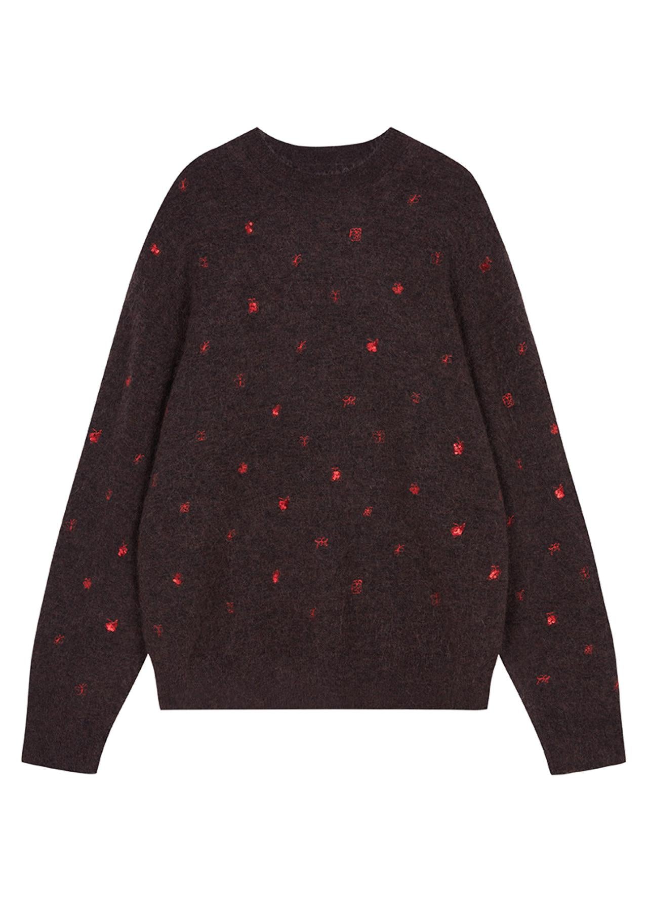 pull à manches longues brodé de papillons