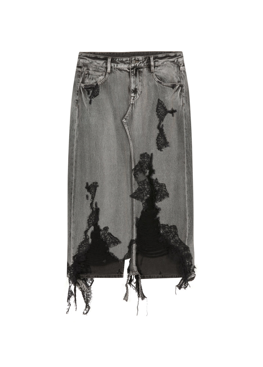 Jupe en patchwork de dentelle en forme de H