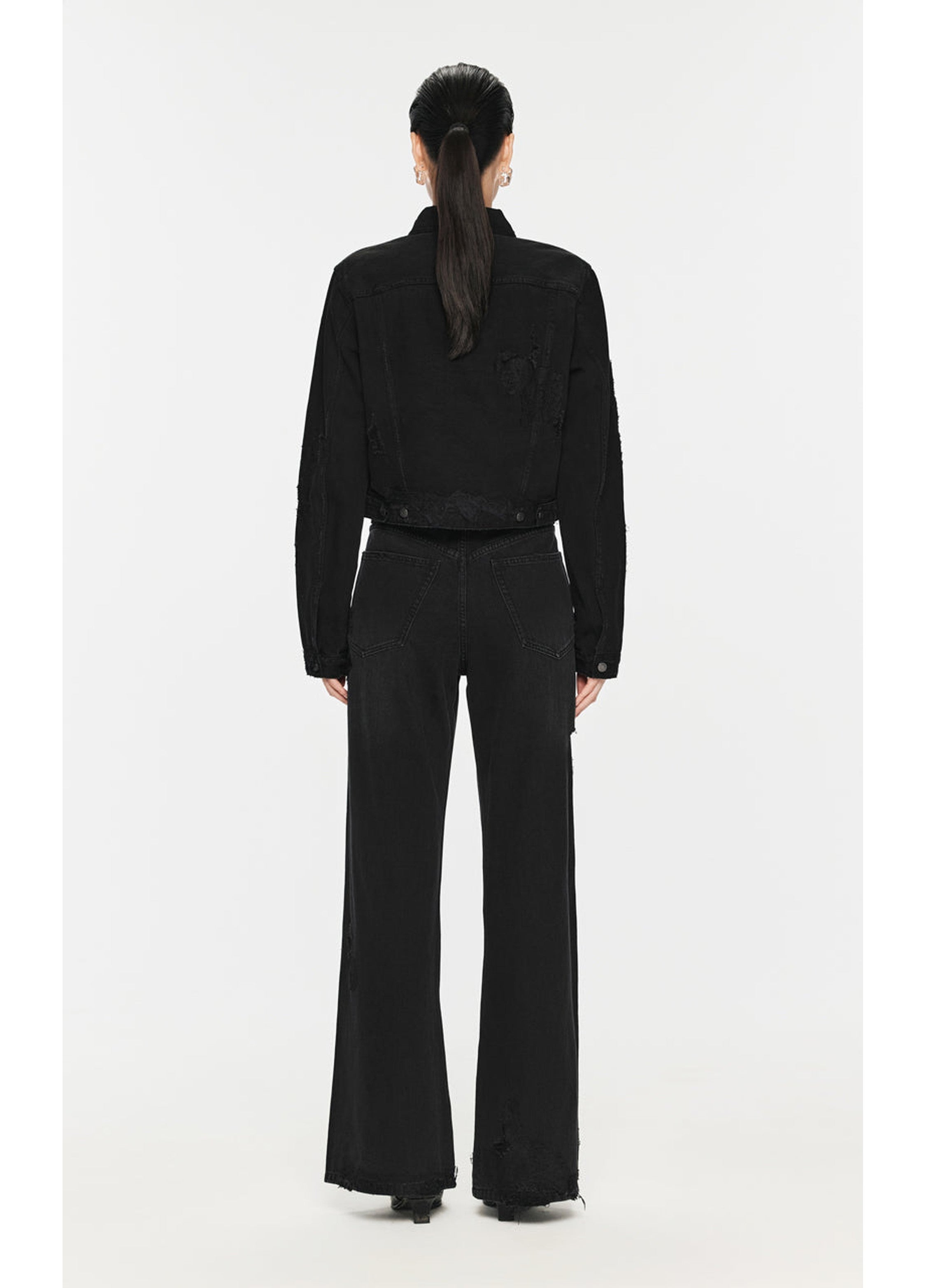 Jean à jambes larges avec effet usé/délavé