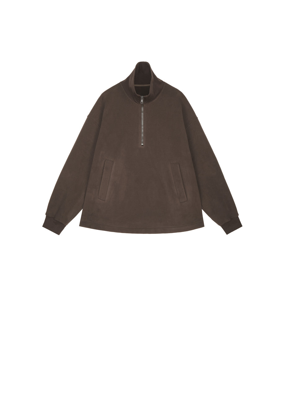 Pull oversize à fermeture éclair sur le devant et ourlet à cordon