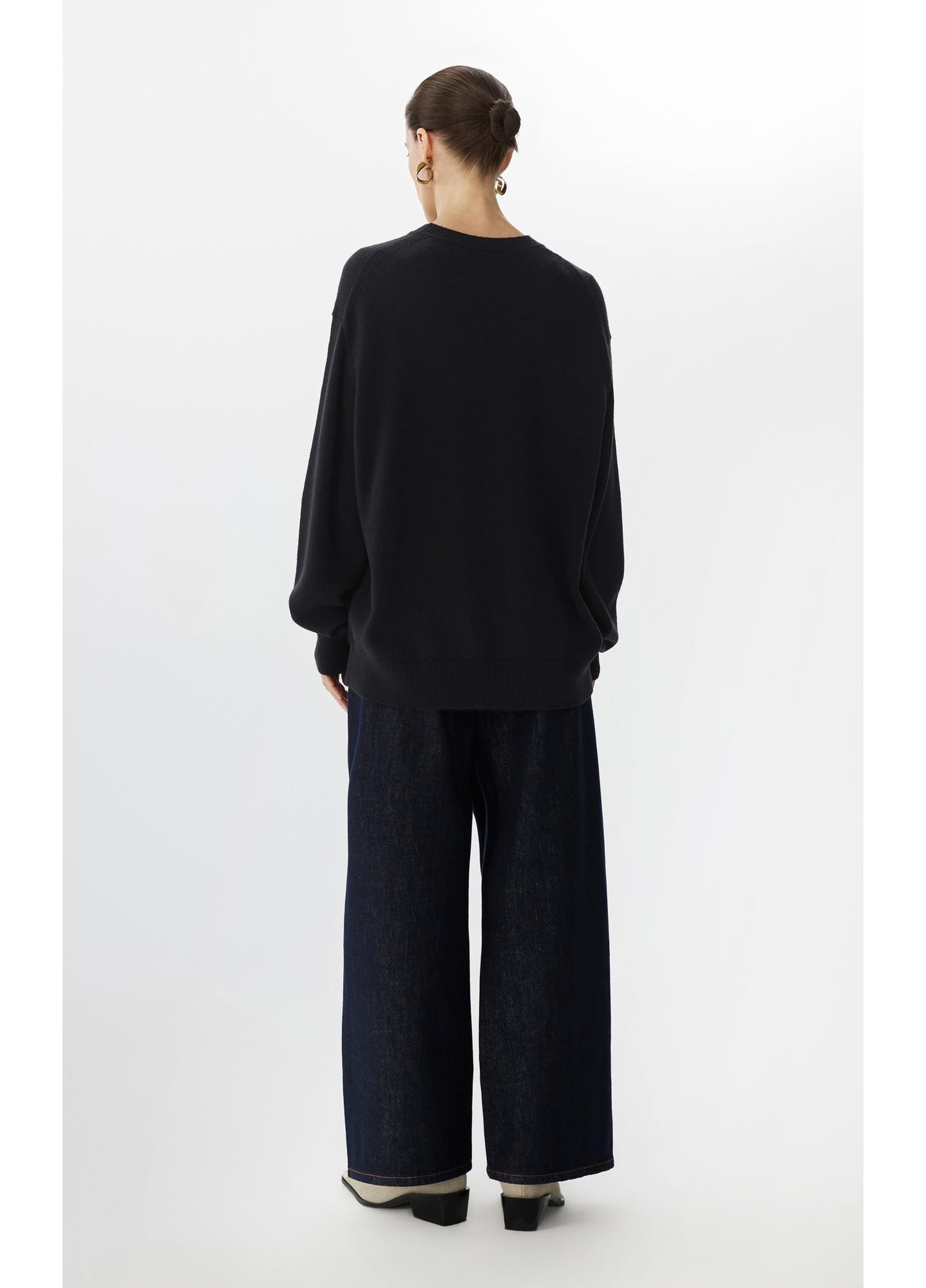 Pull à manches longues ample à imprimé chat