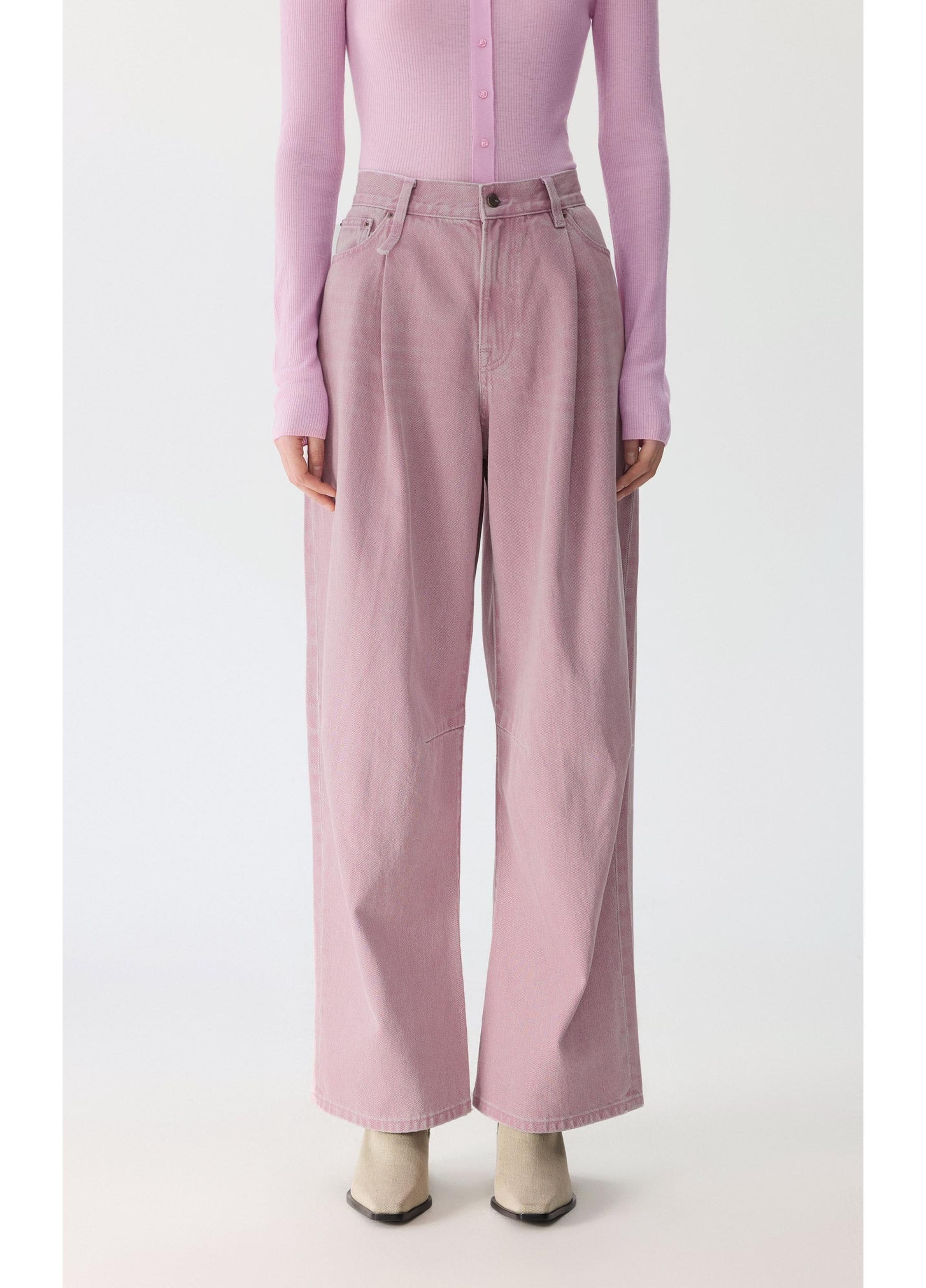 Jean droit en denim avec ourlet retourné