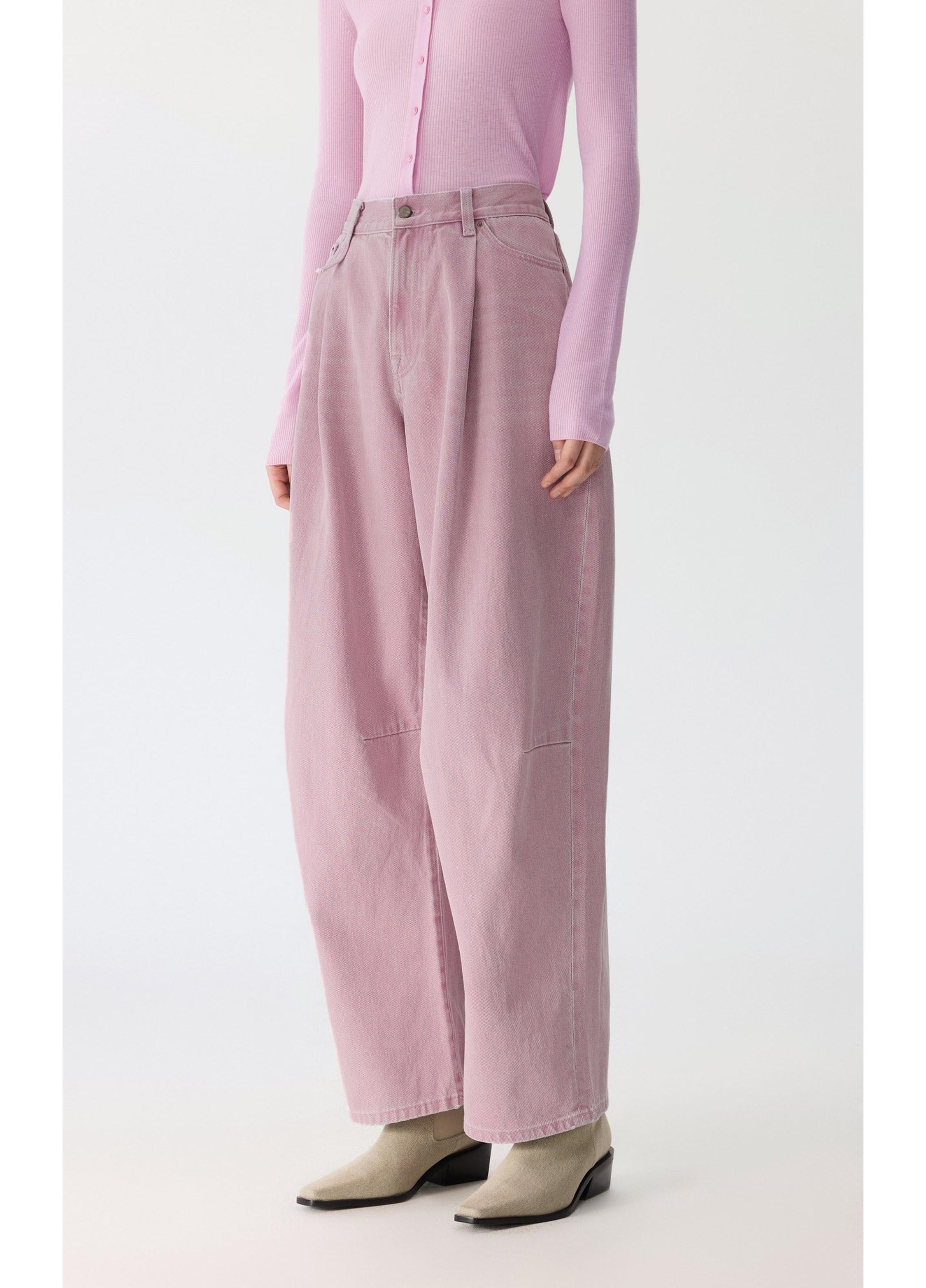 Jean droit en denim avec ourlet retourné