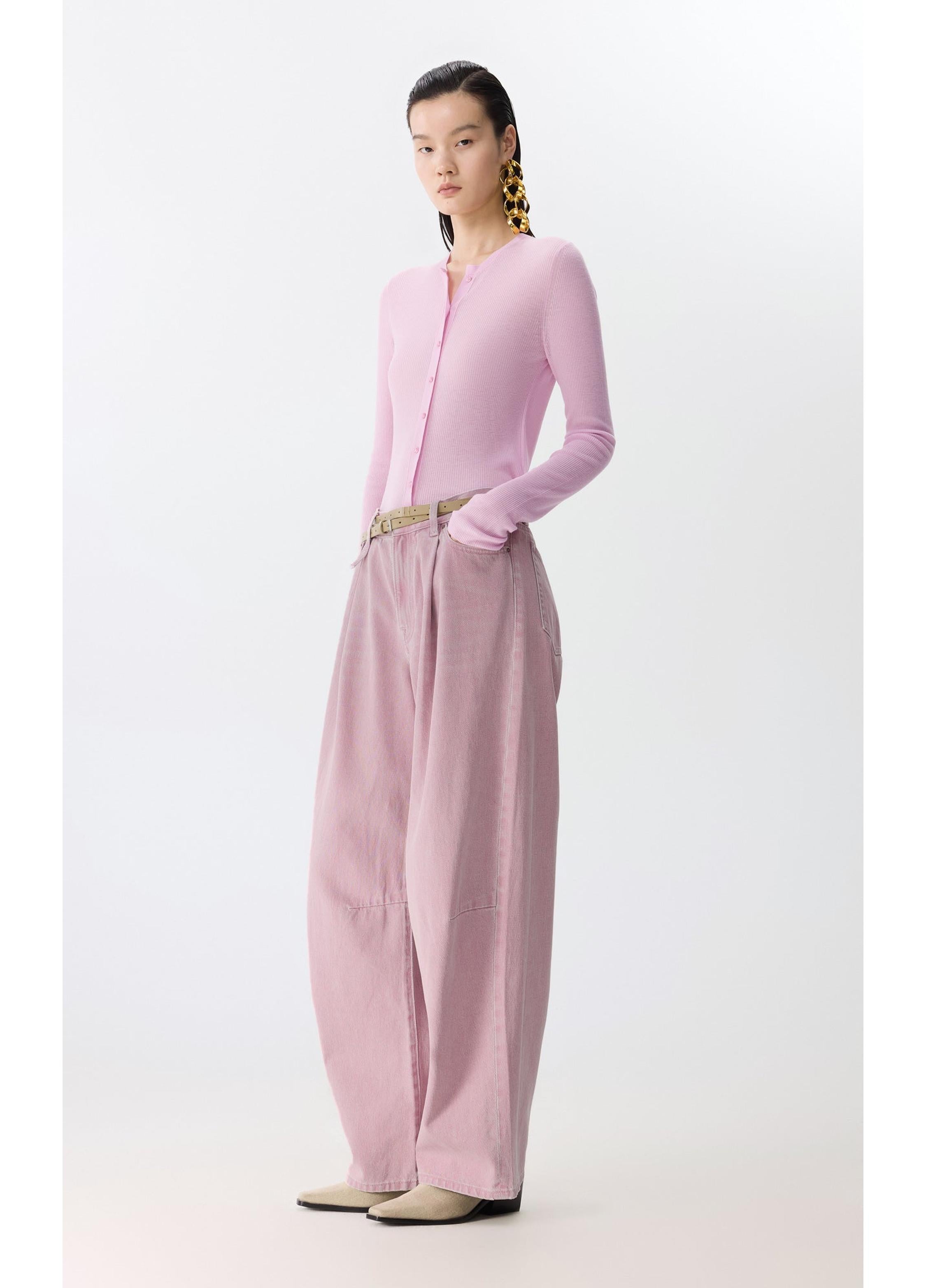 Jean droit en denim avec ourlet retourné