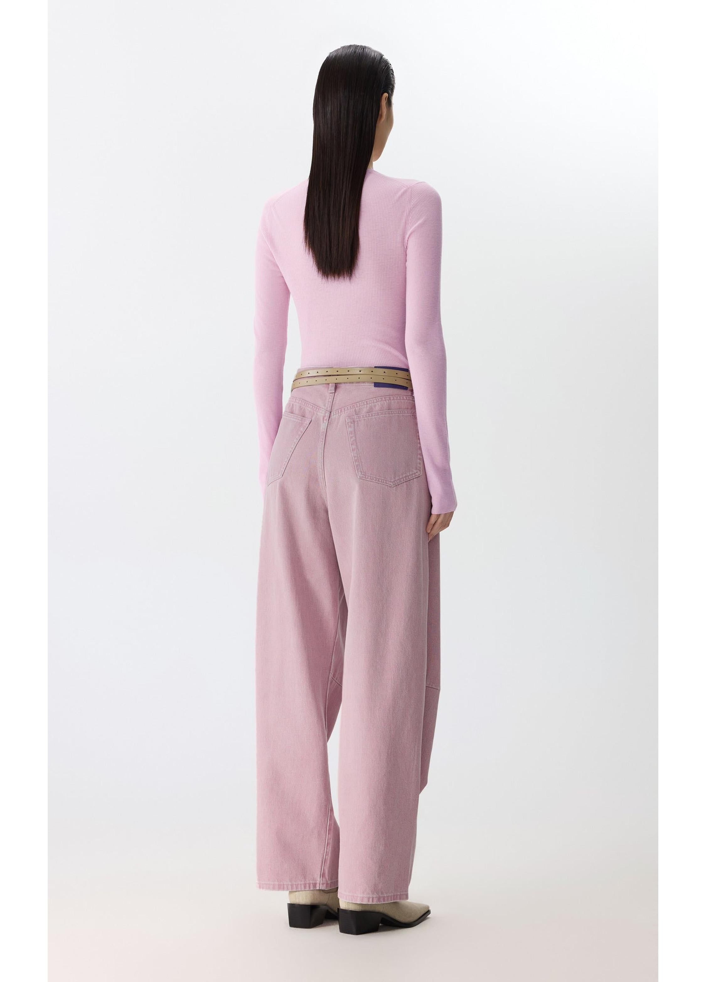 Jean droit en denim avec ourlet retourné