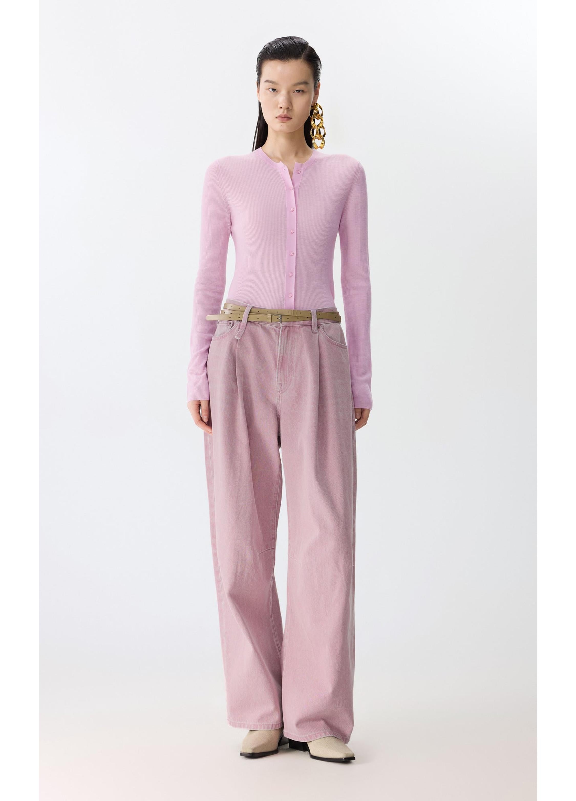 Jean droit en denim avec ourlet retourné